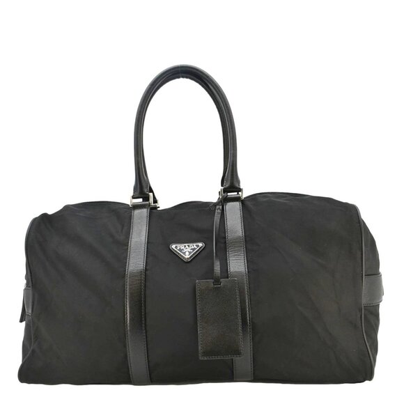 PRADA  Re- Nylon Saffiano Leather Viaggio Duffle Bag Black - Picture 1 of 13